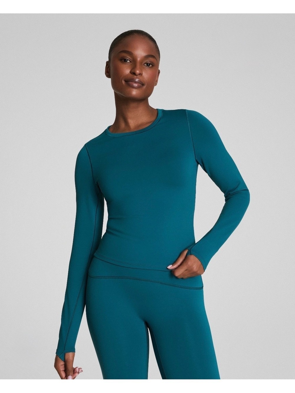 SPANX Get Moving Long Sleeve Top in Light Emerald Bay XL